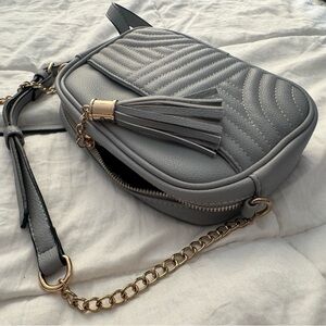Elegant Gray Quilted Crossbody Bag